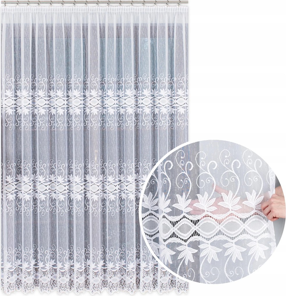 Jacquard Függöny Hosszú 250cm Függöny Méteres Klasszikus Függöny Fehér