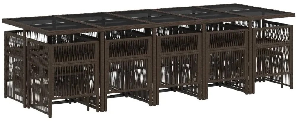 vidaXL 15 részes barna polyrattan kerti ülőgarnitúra párnákkal