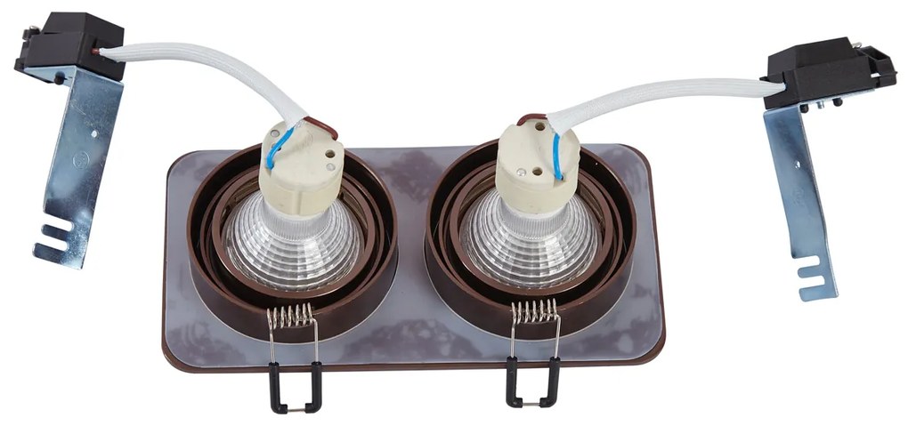 Lekerekített süllyesztett spotlámpa sötét bronz GU10 50mm forgatható és dönthető IP44 2-lámpás - Alberto