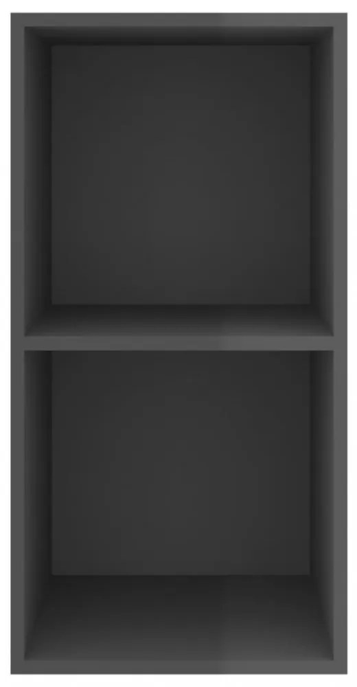 magasfényű szürke szerelt fa fali TV-szekrény 37 x 37 x 72 cm