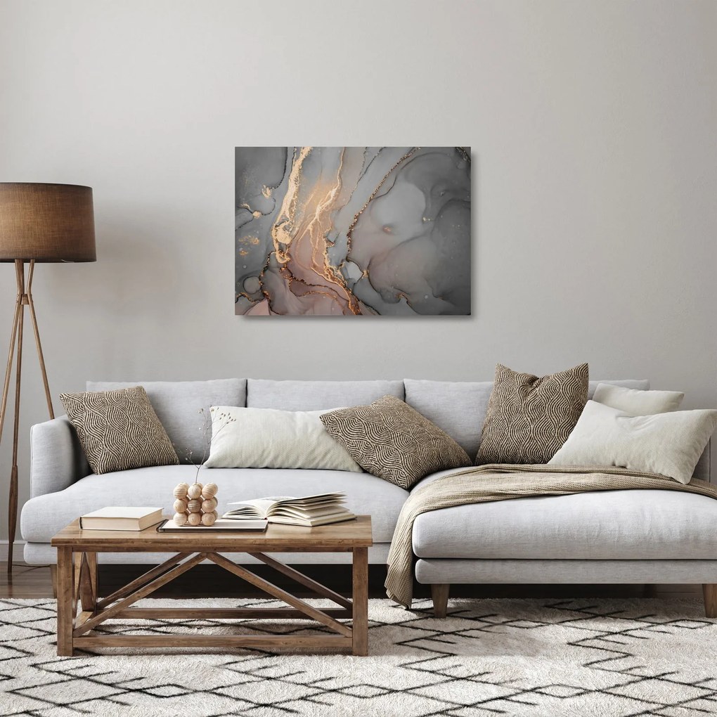 Kép - Szürke-arany márvány (üvegen) (70x50 cm)