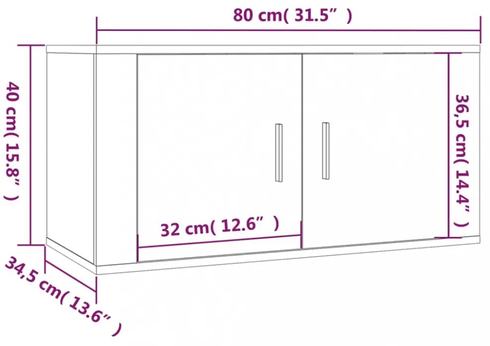 2 db sonoma tölgy színű fali TV-szekrény 80 x 34,5 x 40 cm