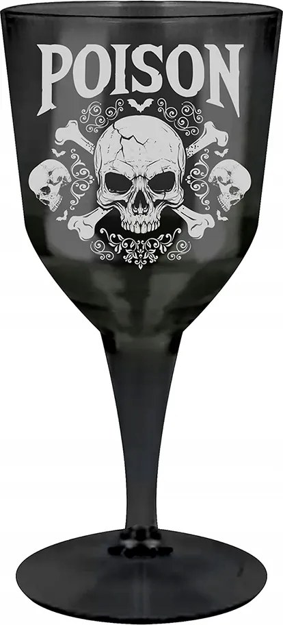 Pohár fekete koponyás Poison Méreg Halloween 9x19cm