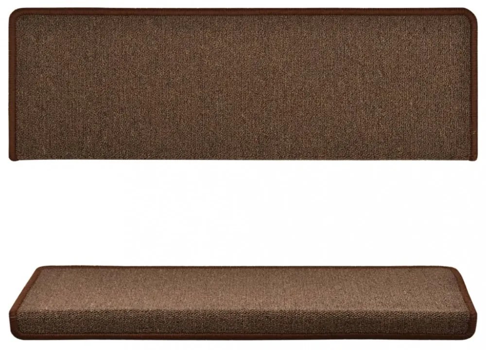 15 db lépcsőszőnyeg, barna, téglalap alakú széllel, 65 x 21 x 4 cm