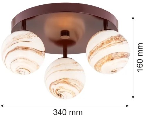 Argon 6292 - Mennyezeti lámpa FABIO 3xE14/7W/230V alabástrom barna