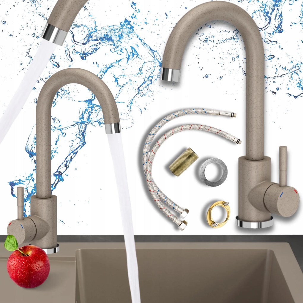 Konyhai Csaptelep Bézs Mosogató Álló perlátor Konyhai Csaptelep 3az1ben