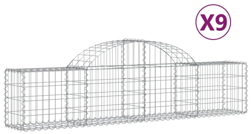 9 db íves horganyzott vas gabion kosár 200x30x40/60 cm