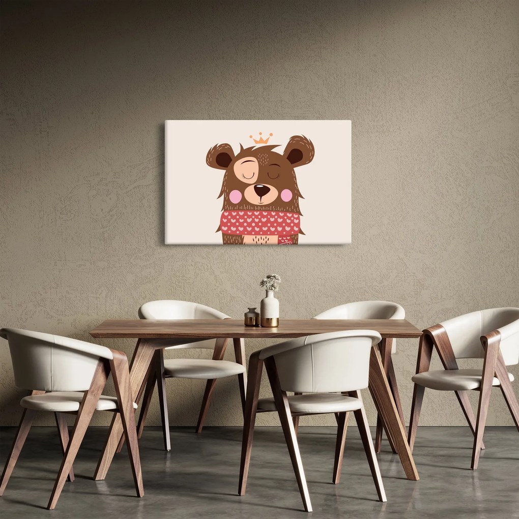Kép - Teddy maci piros sállal (90x60 cm)