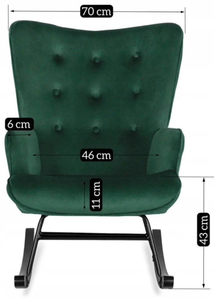 Zöld Hintafotel Bársony Kárpittal. ELIS