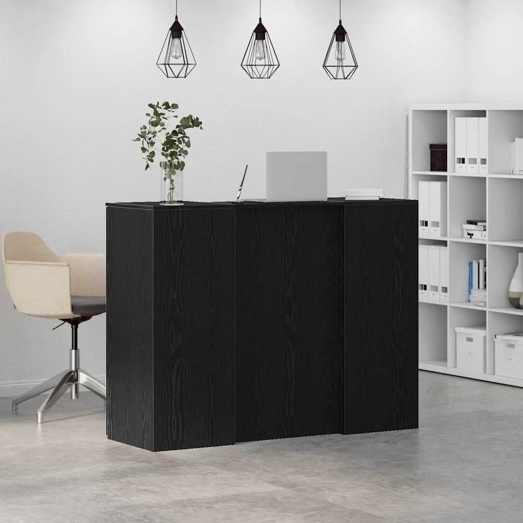recepciós pult fekete tölgyszínű 135x50x103,5 cm szerelt fa