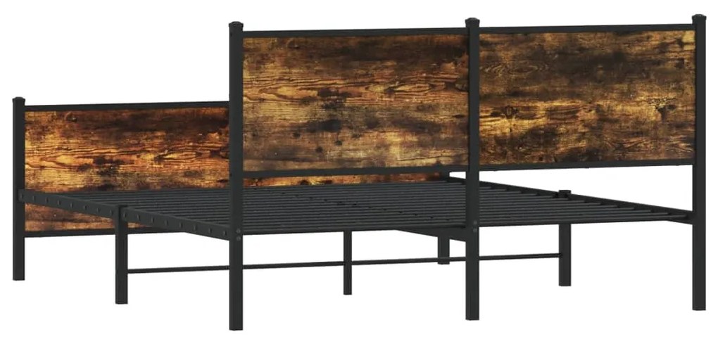 füstös tölgy színű fém ágykeret matrac nélkül 160 x 200 cm