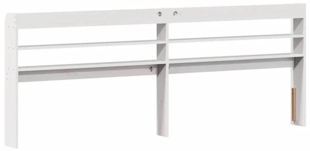 fehér tömör fenyőfa fejtámla polcokkal 180 cm