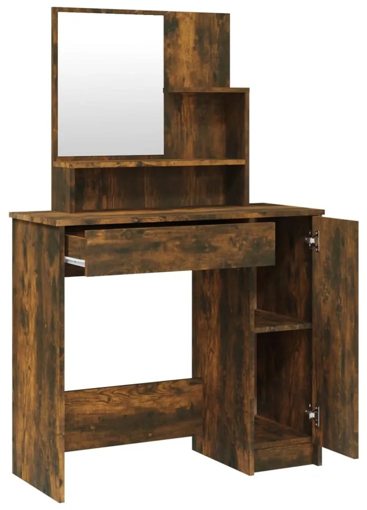 füstös tölgy színű fésülködőasztal tükörrel 86,5 x 35 x 136 cm