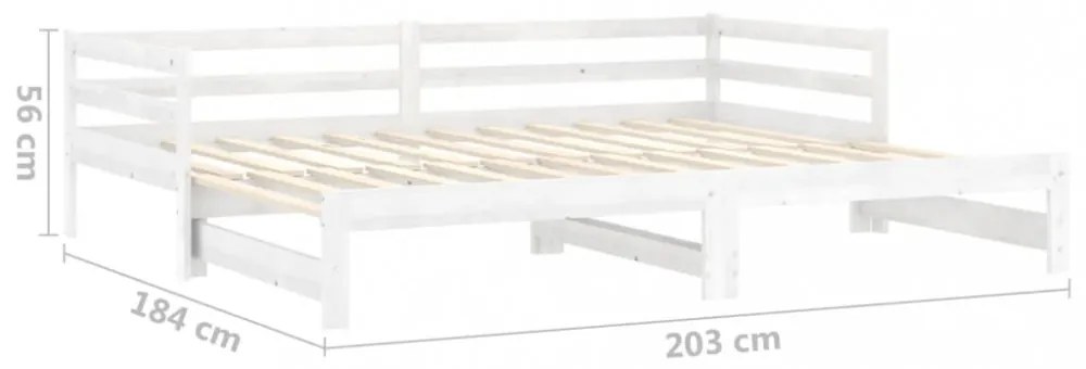 fehér tömör fenyőfa kihúzható kanapéágy 2 x (90 x 200) cm