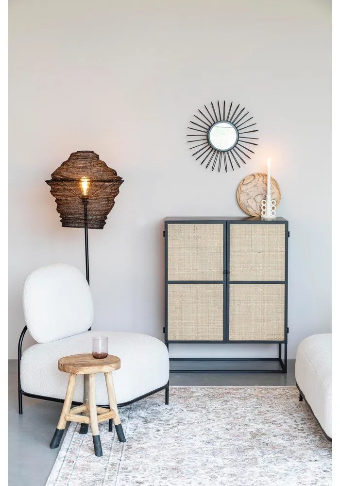 Fekete rattan magas komód 80x100 cm Guuji - White Label