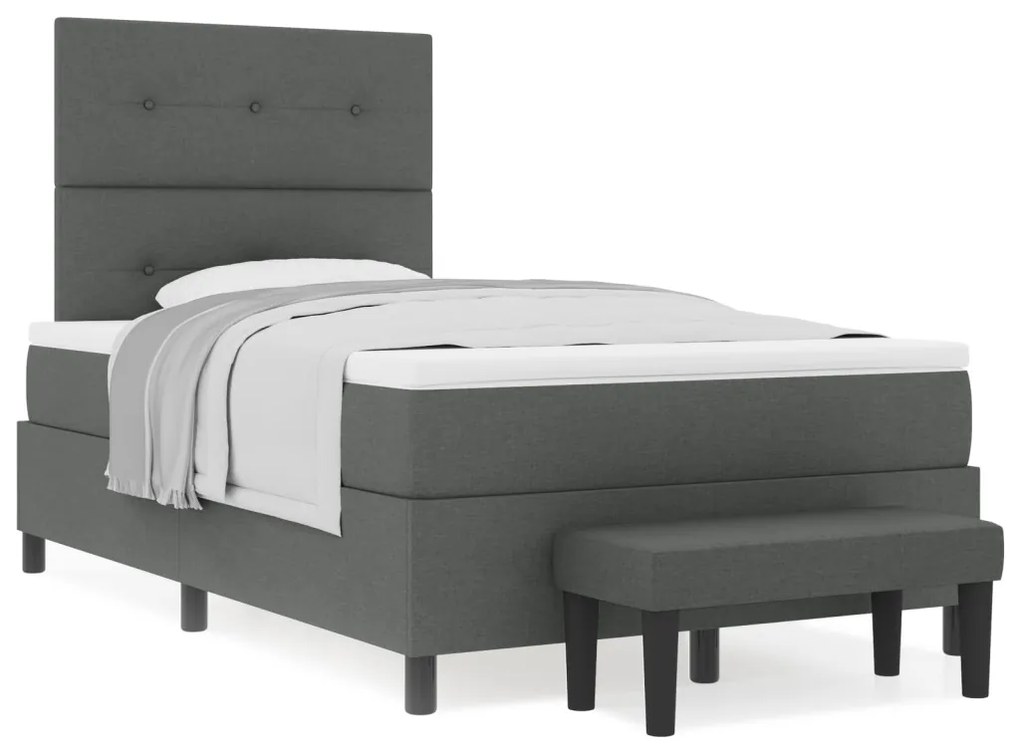 Box Spring Ágy Matraccal és Pad Sötét Szürke 120x200 cm Szövet