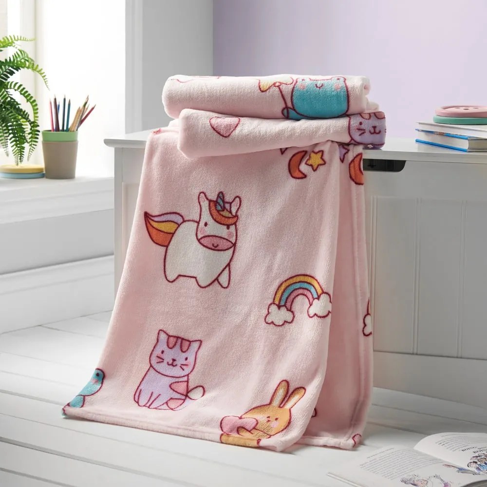 Rózsaszín fleece gyerek takaró 130x170 cm Forever Together – Catherine Lansfield