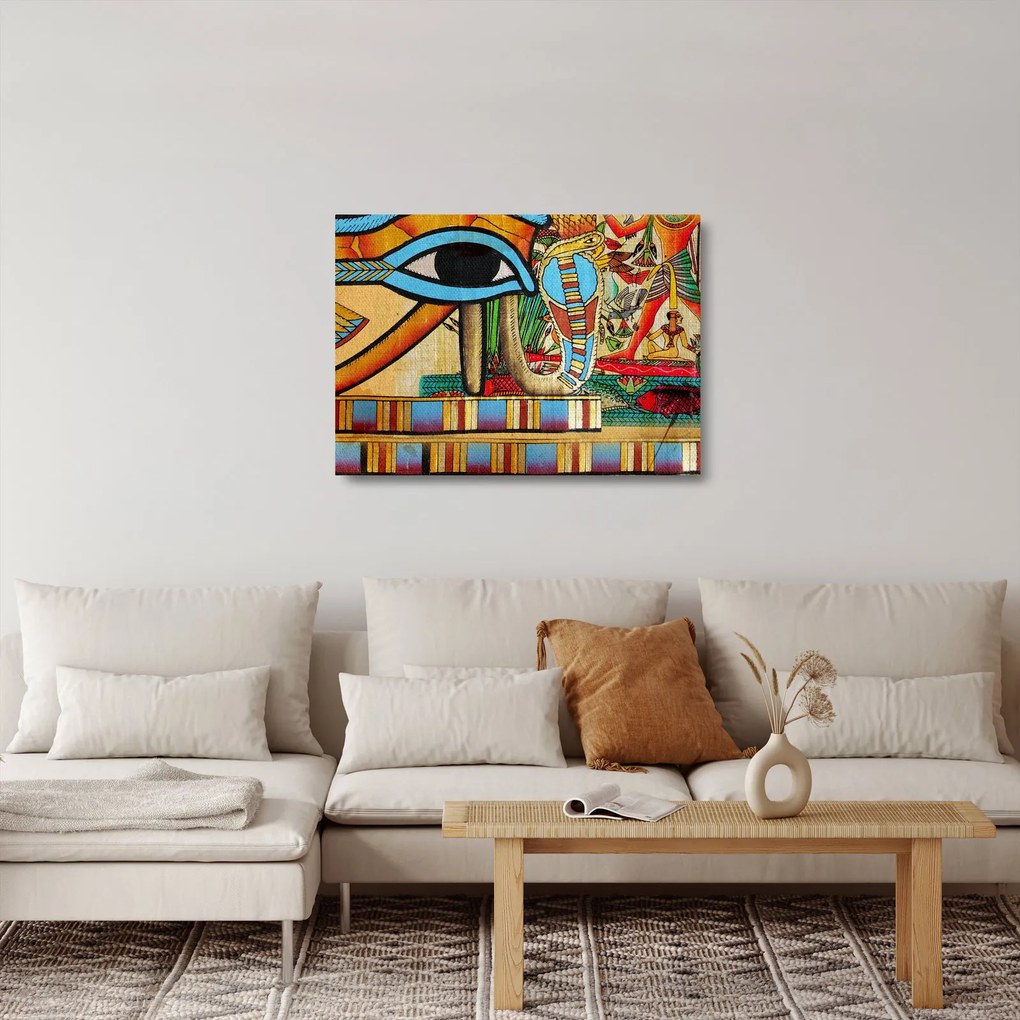 Egyiptomi motívumú kép (üvegen) (70x50 cm)