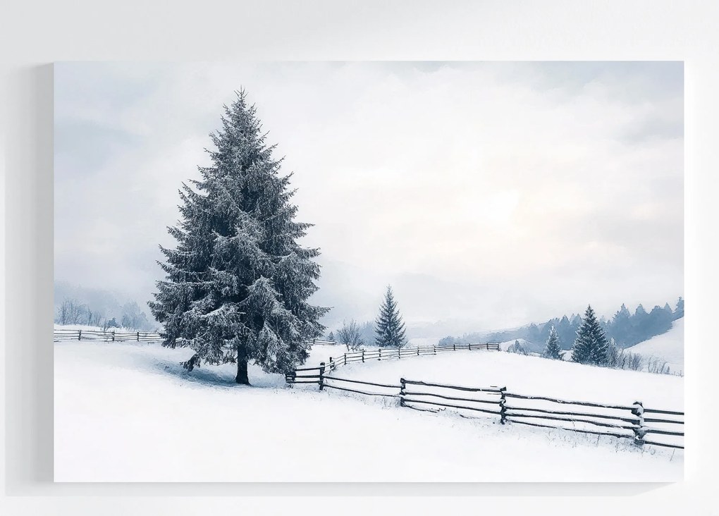 Vászonkép Canvas Tájkép Szabadtér Tél Hó Fa Hófúvás Fa 60x40