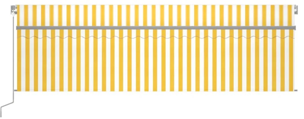 Sárga és fehér kézzel kihúzható napellenző redőnnyel 5 x 3 m