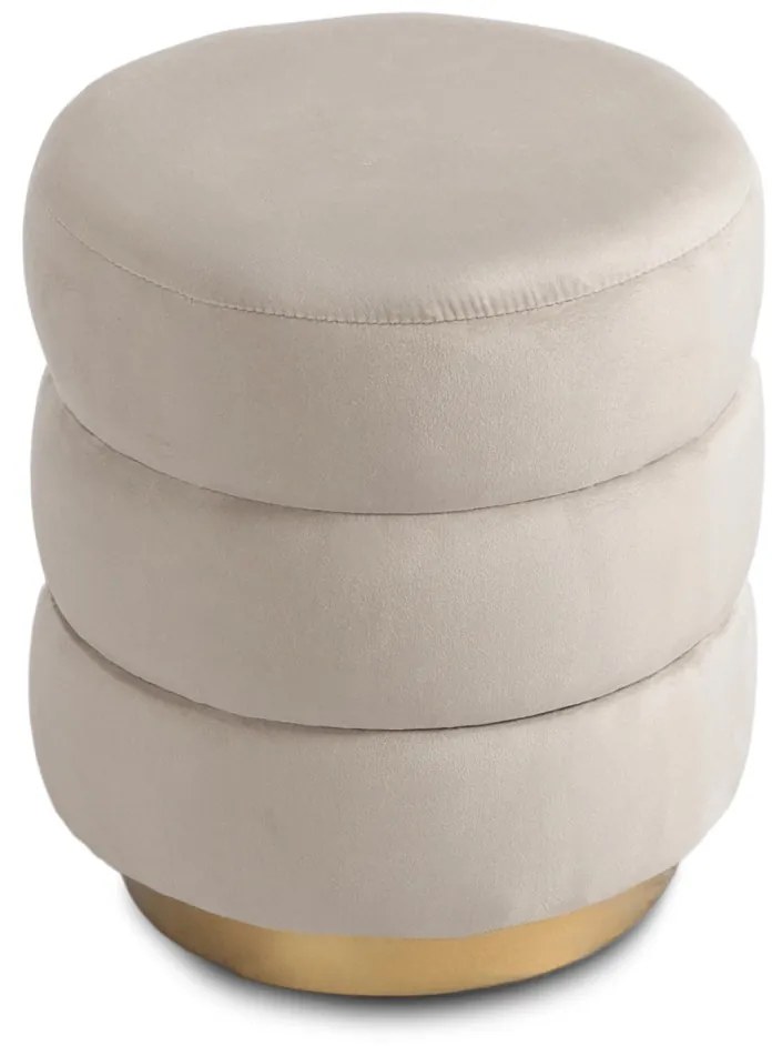 Bézs bársony kárpitozott puff AURA