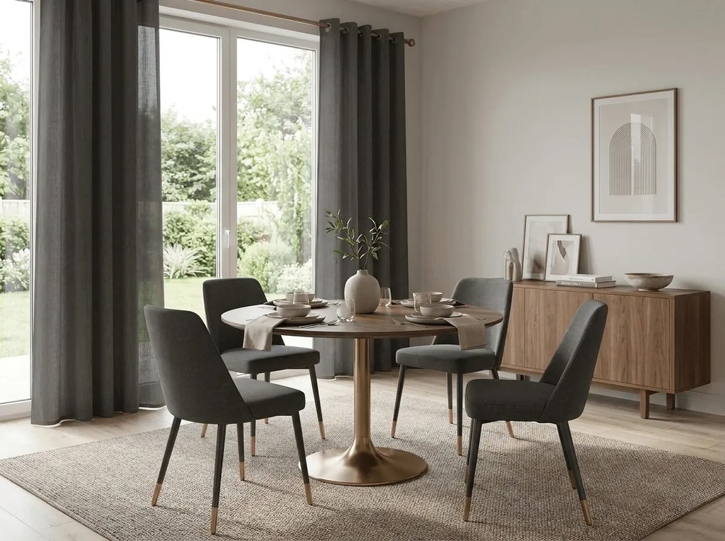 Függöny TAVIO 140x250 cm, szürkésbarna Felfüggesztés: Hullámos sínszalag