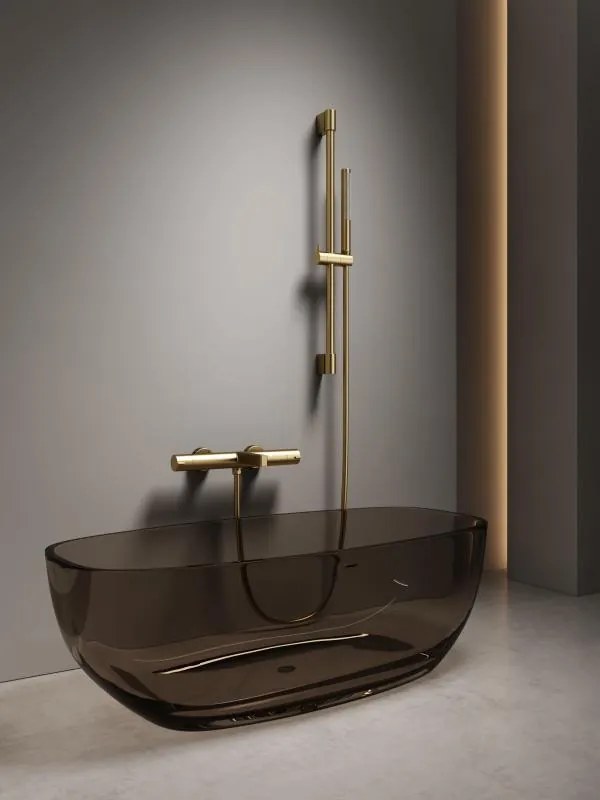 AREZZO design ELEGANT termosztatikus kádcsaptelep szett, szálcsiszolt arany