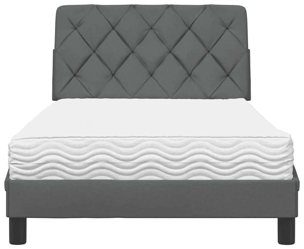 sötétszürke szövet ágy matraccal 100x200 cm