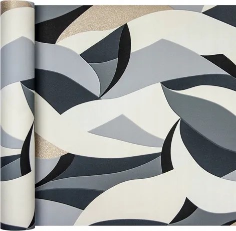 Design tapéta Nagy szürke grafika arany