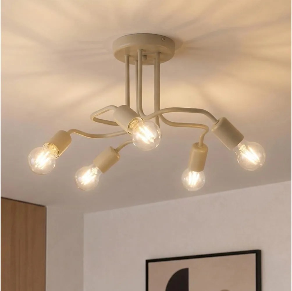 Felületre szerelhető CHARLIE csillár 5xE27/15W/230V, bézs