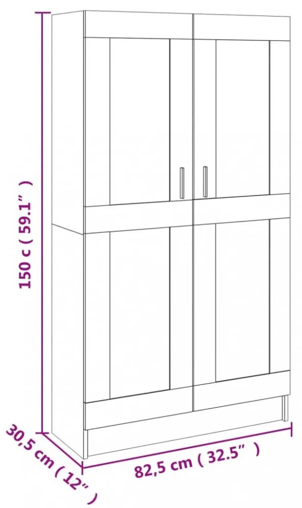 betonszürke szerelt fa könyvszekrény 82,5 x 30,5 x 150 cm
