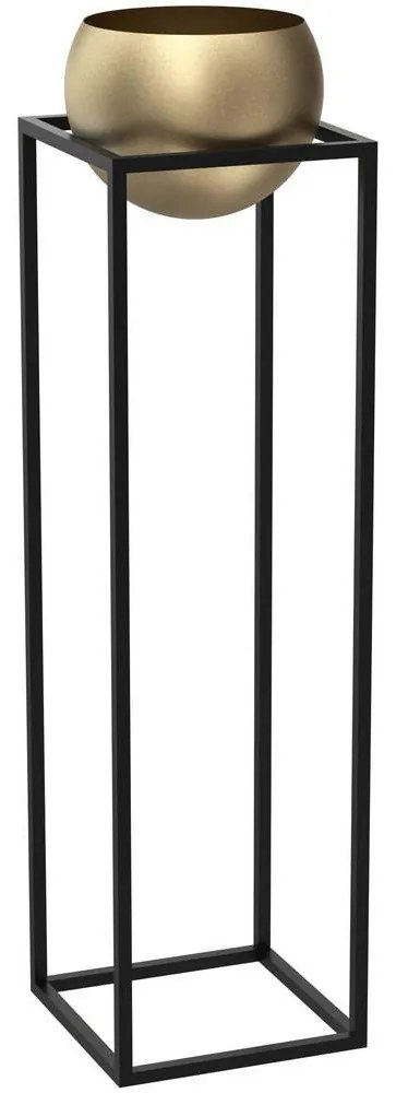 Fém virágcserép 111,3x29 cm fekete/arany