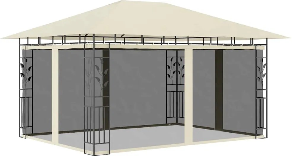 vidaXL krémszínű pavilon szúnyoghálóval 4 x 3 x 2,73 m 180 g/m²