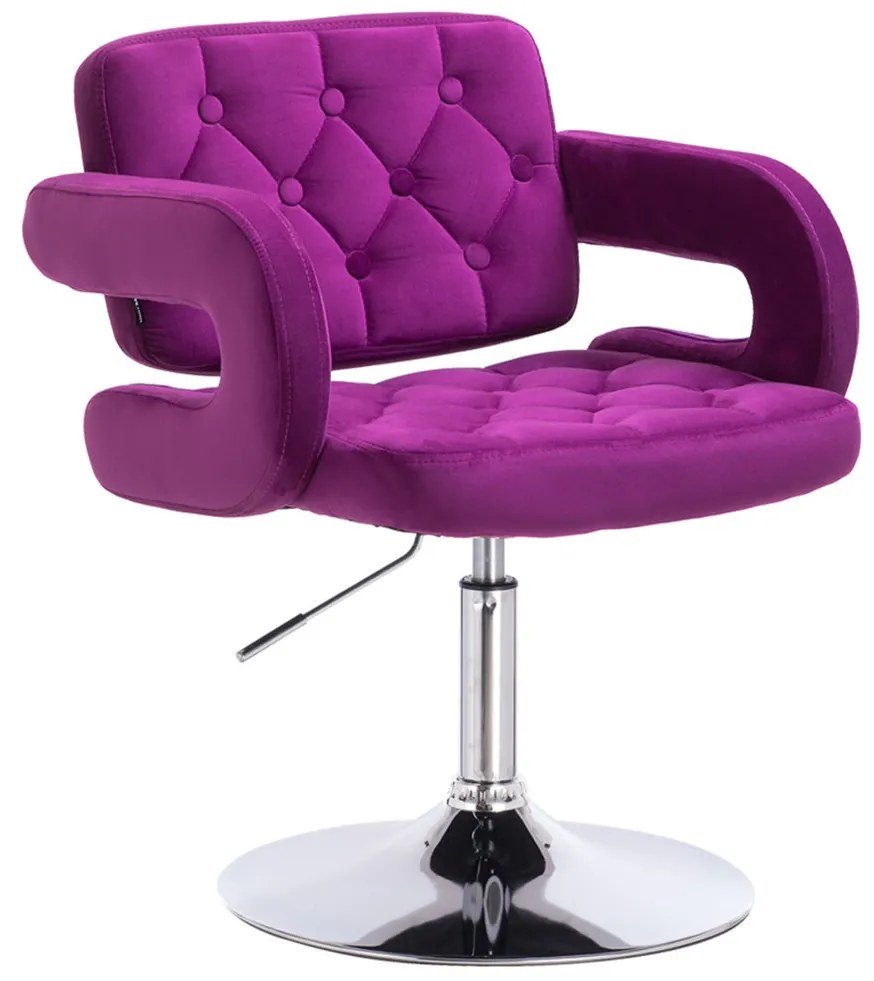 HR8403N Fukszia modern velúr szék krómozott lábbal