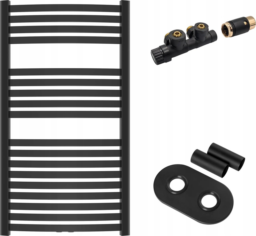 Fekete létra radiátor fürdőszobába, tartozékokkal