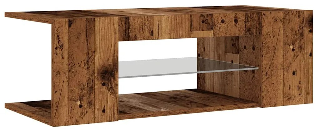 antik fa színű szerelt fa TV-szekrény LED-ekkel 90x39x30 cm