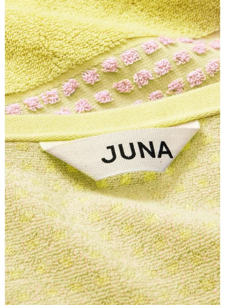 Sárga-rózsaszín frottír bio pamut fürdőlepedő 70x140 cm Check – JUNA