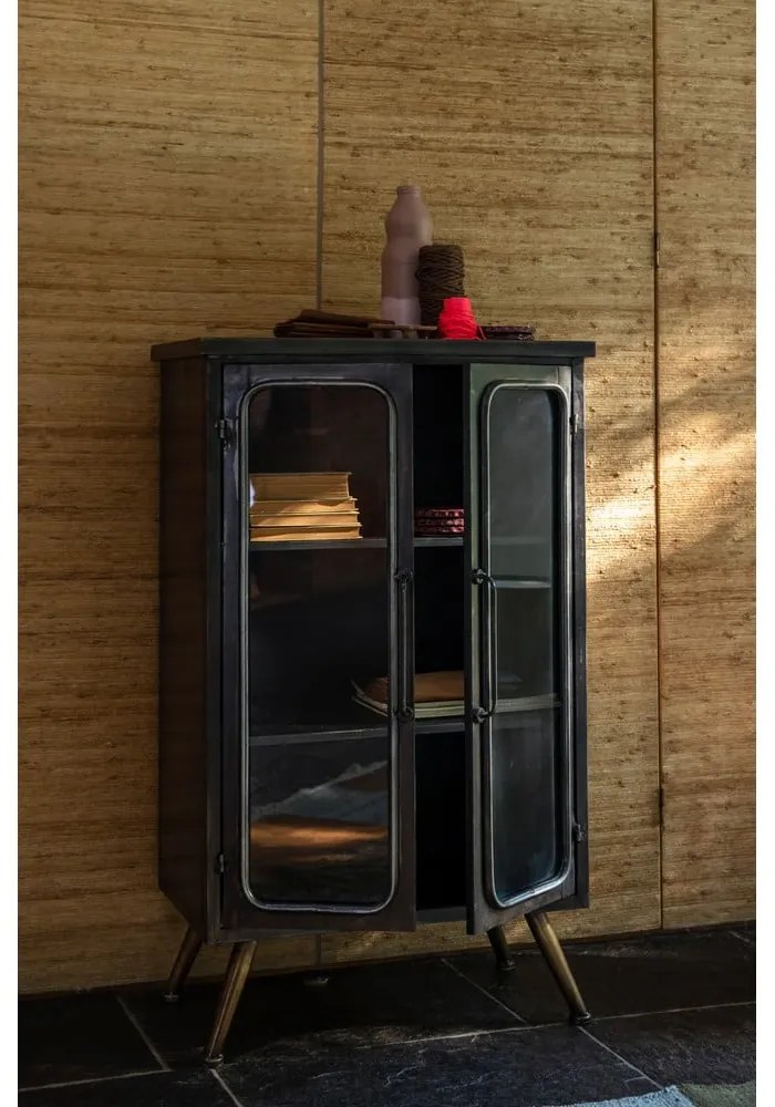 Fekete fém tálalószekrény 60x100x35 cm Denza – Dutchbone