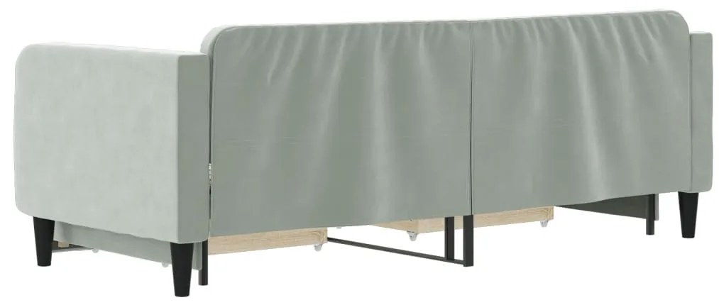 világosszürke kihúzható bársony heverő fiókkal 80 x 200 cm