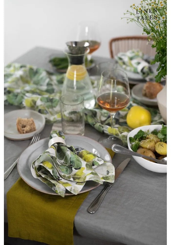 Zöld textil poháralátét szett 4 db-os Lotus – Linen Tales