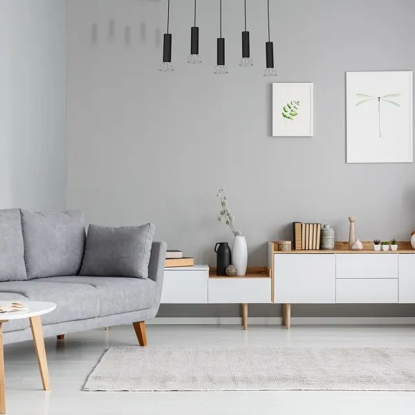 Csillár zsinóron DANTE 5xGU10/25W/230V fekete/fényes króm