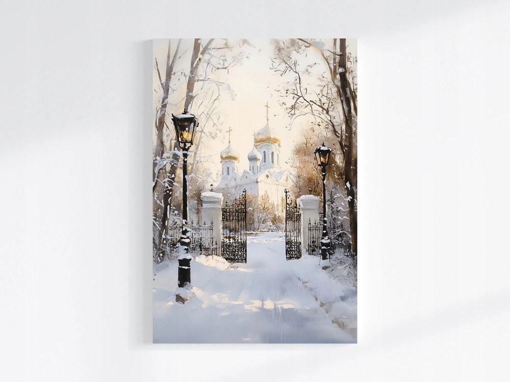 Vászonkép Canvas Tájkép Park Templom Tél Hó 80x120