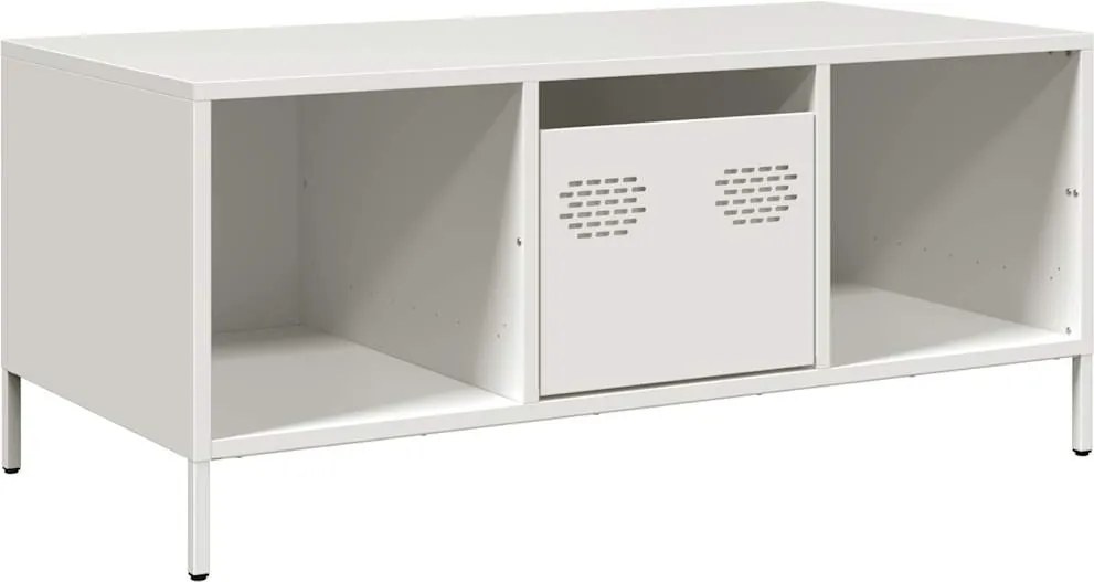 vidaXL fehér hidegen hengerelt acél dohányzóasztal 101,5x50x43,5 cm