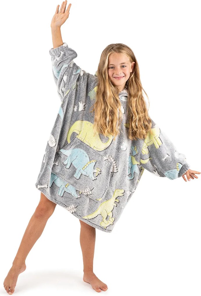 4Home Dino mikroplüss gyapjú hatású világító takaró pulóver, uni S - gyerek méret