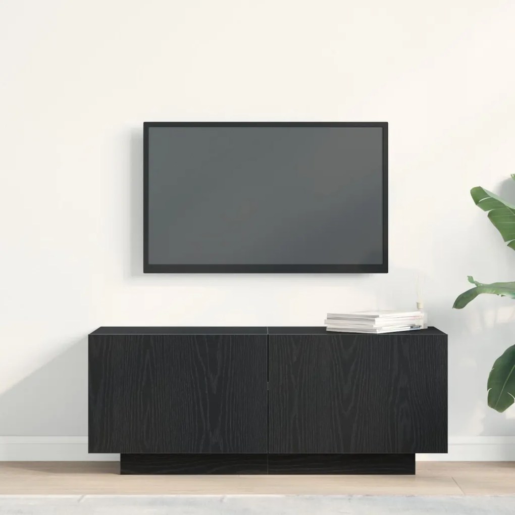 TV Szekrény Fekete Tölgy 100x35x40 cm Műanyag Fa