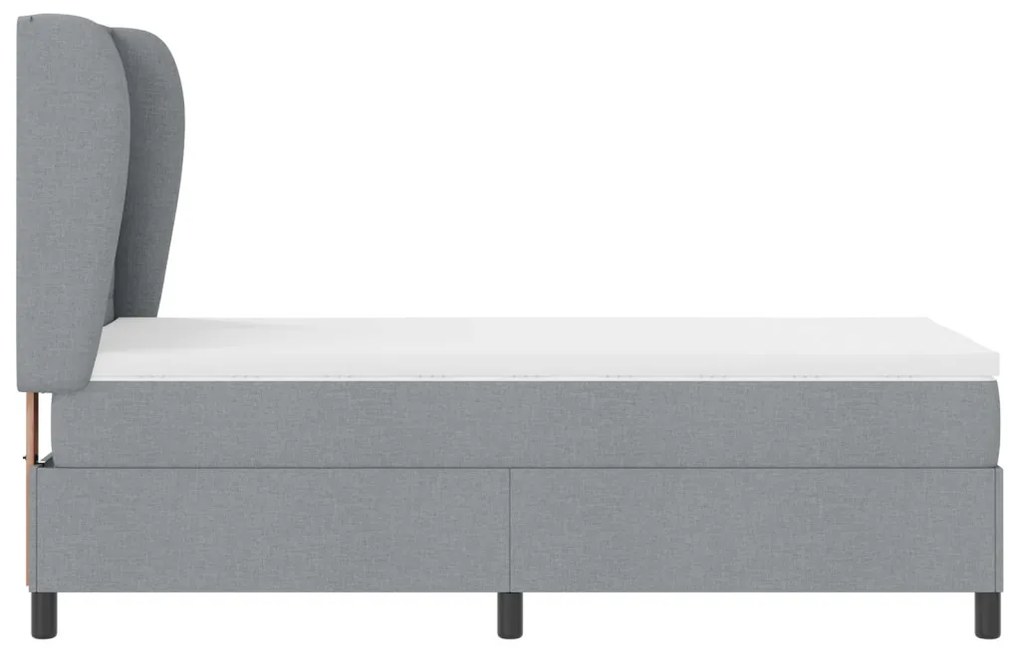 Boxspring Ágy Mattal Világosszürke 100x200 cm Szövet