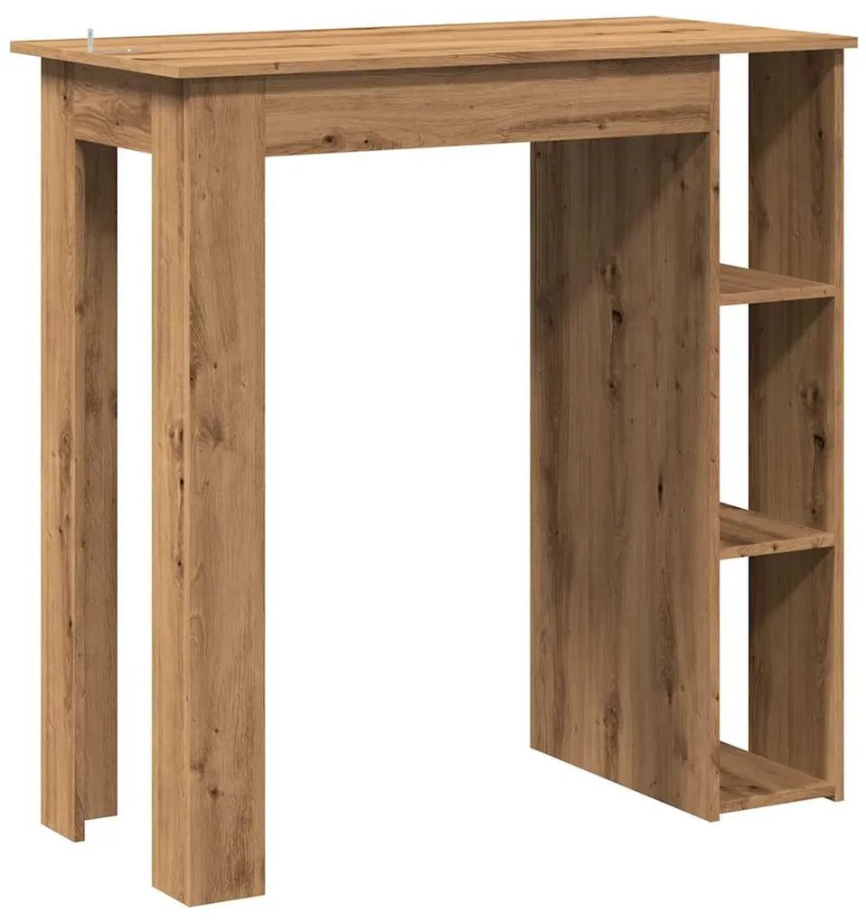 kézműves tölgy szerelt fa bárasztal polccal 102x50x103,5 cm