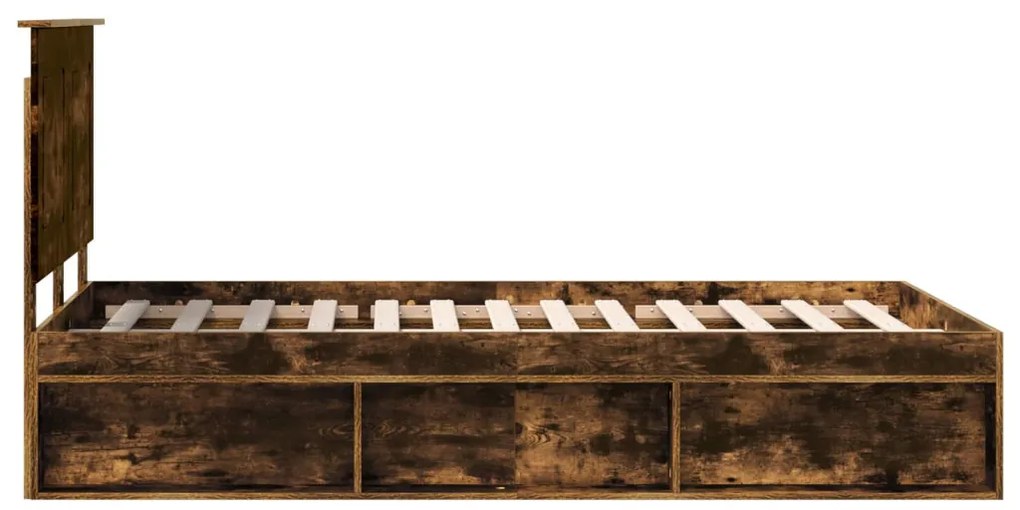 vidaXL Ágykeret fejtámlával Füstölt tölgy 120 x 190 cm Tömör fenyőfa