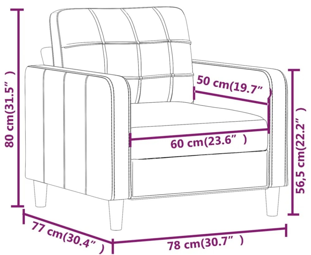 krémszínű műbőr kanapéfotel 60 cm