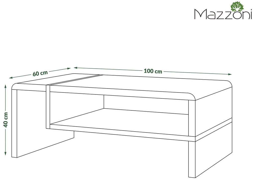 Mazzoni FOLK Bézs (Pezsgő) / Artisan Tölgy - MODERN DOHÁNYZÓASZTAL POLCCAL